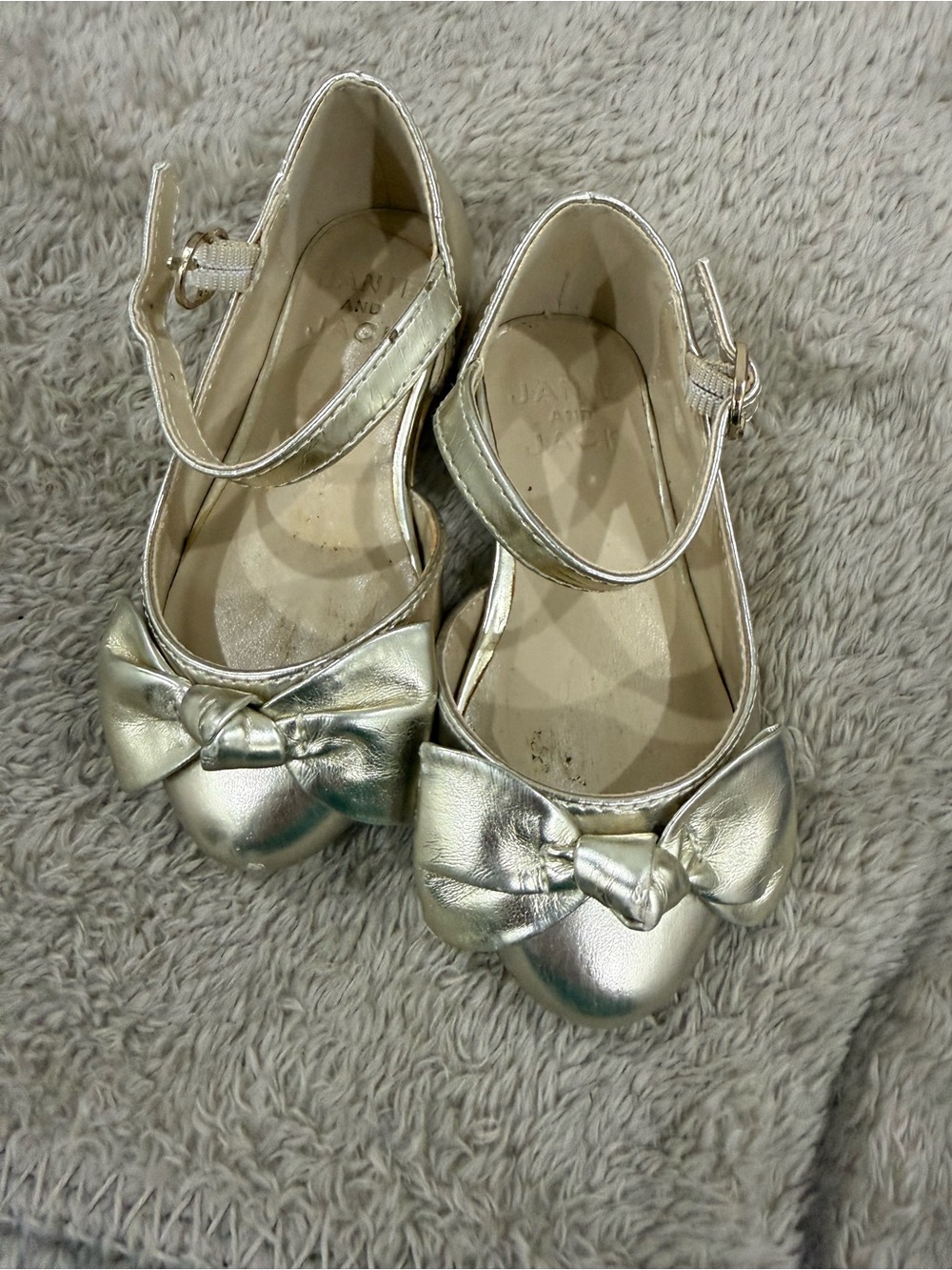 Janie and Jack Gold Bow Ankle-Strap Dress Shoes